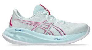 asics gel cumulus 26 laufschuhe blau pink damen