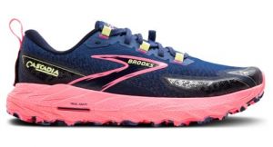 brooks cascadia 18 trailrunning schuhe blau pink damen