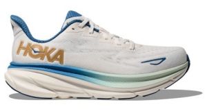 hoka clifton 9 laufschuhe weis   blau   gold herren