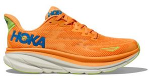 hoka clifton 9 orange   blau   grun herren laufschuhe