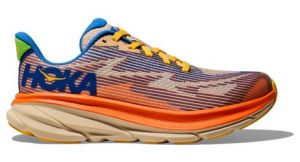 hoka clifton 9 youth blau orange kinder laufschuhe