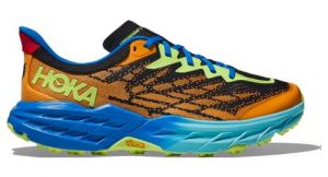 hoka one one speedgoat 5 orange blau grun herren trailrunning schuhe