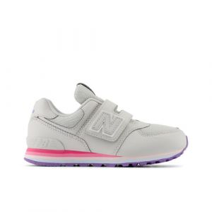 New Balance Kinder 574 HOOK & LOOP in Grau/Rosa