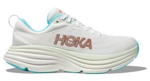 hoka bondi 8 running schuhe weis blau gold damen