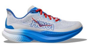 hoka mach 6 running schuhe weis blau rot herren