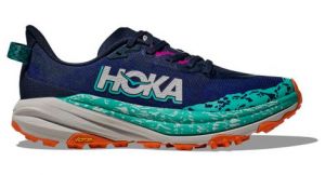 hoka speedgoat 6 trailrunning schuhe blau grun orange damen