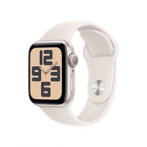 Apple Watch SE (2. Generation) GPS 40 mm Smartwatch mit Aluminiumgehäuse in Polarstern und Sportarmband in Polarstern (M/L). Fitness und Schlaftracker