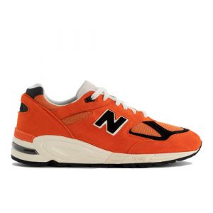 New Balance Herren MADE in USA 990v2 in Orange/Schwarz, Leather, Größe 47.5