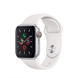 Apple Watch Series 5 40mm (GPS + Cellular) - Aluminiumgehäuse Silber Weiß Sportarmband (Generalüberholt)