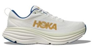 hoka bondi 8 running schuhe weis blau gold herren