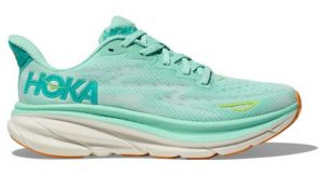 hoka clifton 9 laufschuhe blau orange damen