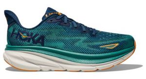 hoka clifton 9 large 2e blau orange herren laufschuhe