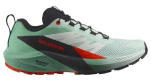 salomon sense ride 5  strong trailrunning schuhe  strong fur frauen grun rot