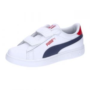 PUMA Jugendliche Smash 3.0 Leather Sneakers 32.5 White Navy for All Time Red Blue