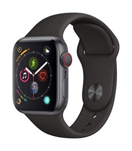 Apple Watch Series 4 44mm (GPS + Cellular) - Aluminiumgehäuse Space Grau Schwarz Sportarmband (Generalüberholt)