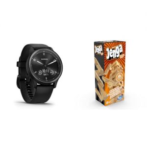 Garmin vívomove Sport - Smartwatch mit analogen Zeigern und Touchdisplay. - und Gesundheitsfunktionen & Hasbro Gaming Jenga Classic