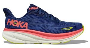 hoka one one clifton 9 running schuhes coral blue women