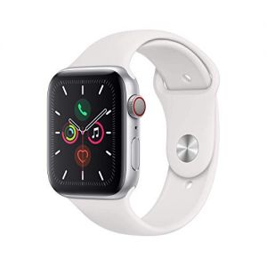 Apple Watch Series 5 44mm (GPS + Cellular) - Aluminiumgehäuse Silber Weiß Sportarmband (Generalüberholt)