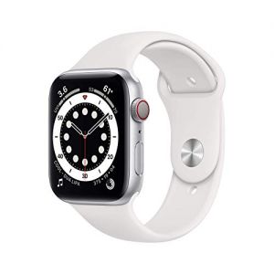 Apple Watch Series 6 44mm (GPS + Cellular) - Aluminiumgehäuse Silber Weiß Sportarmband (Generalüberholt)