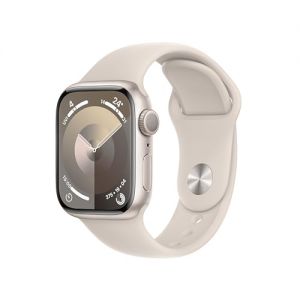 Apple Watch Series 9 (GPS 41 mm) Smartwatch mit Aluminiumgehäuse und Sport Loop in Mitternacht. Fitnesstracker