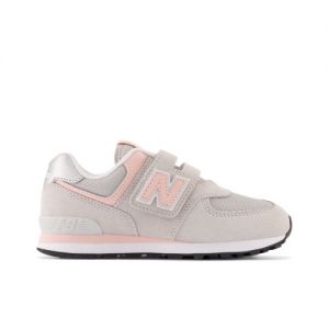 New Balance Kinder 574 Core Hook & Loop in Grau/Rosa