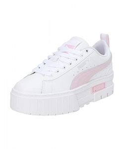 PUMA Mädchen Mayze Leather Sneakers 39White Pearl Pink Vivid Violet Purple